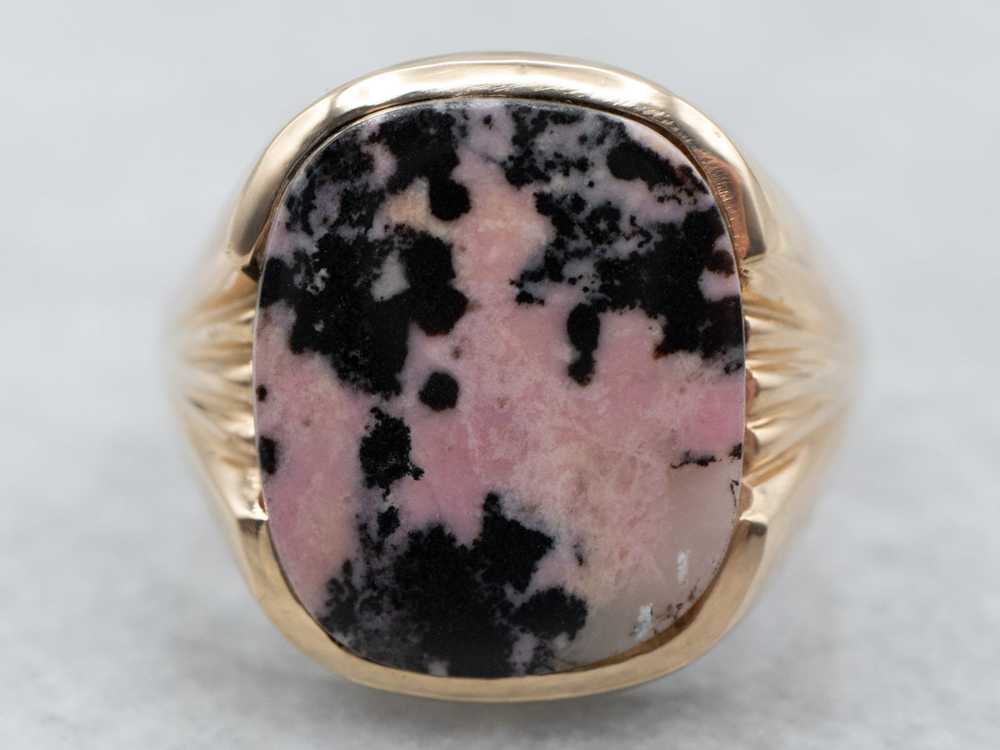 Pretty Gold Rhodonite Cocktail Ring - image 1