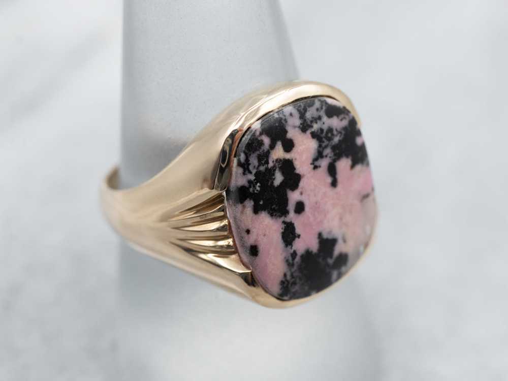 Pretty Gold Rhodonite Cocktail Ring - image 3