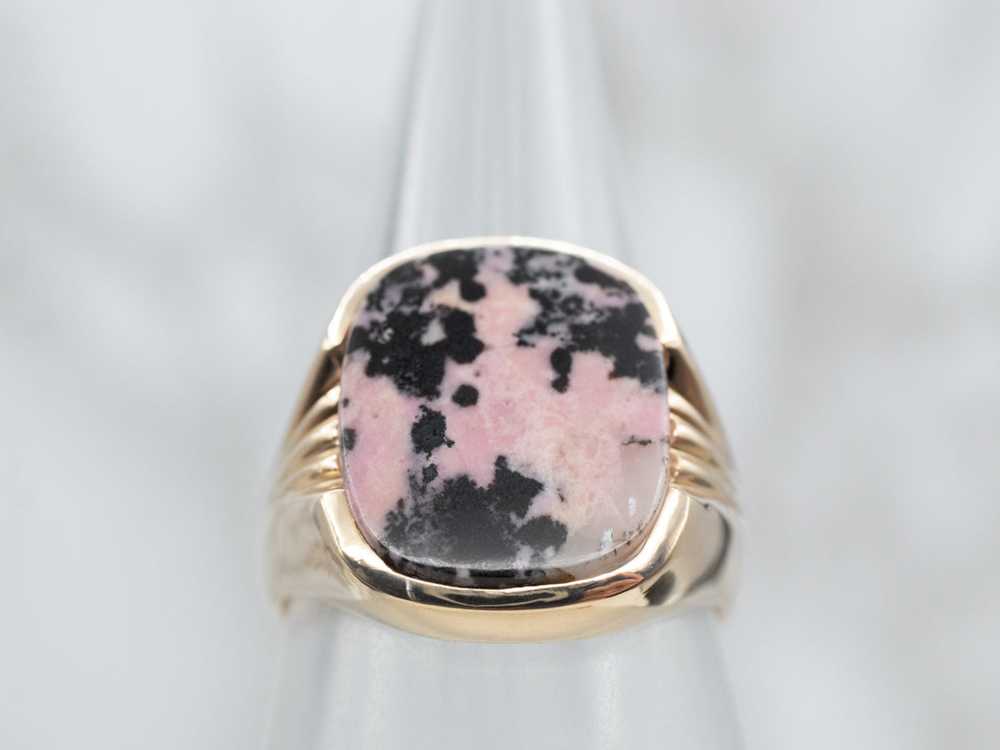 Pretty Gold Rhodonite Cocktail Ring - image 4