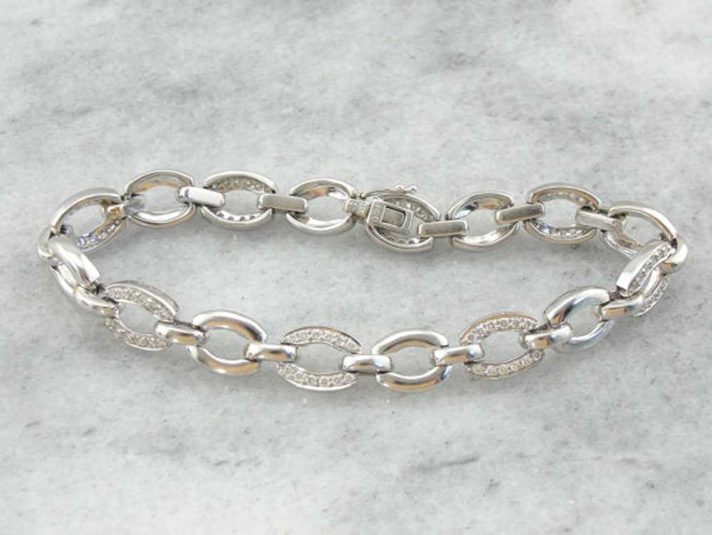 White Gold Diamond Link Bracelet - image 2