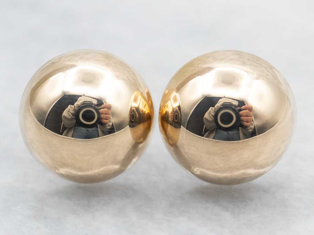 Yellow Gold Hollow Dome Stud Earrings - image 1