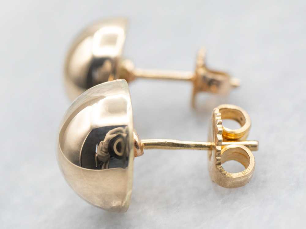 Yellow Gold Hollow Dome Stud Earrings - image 3