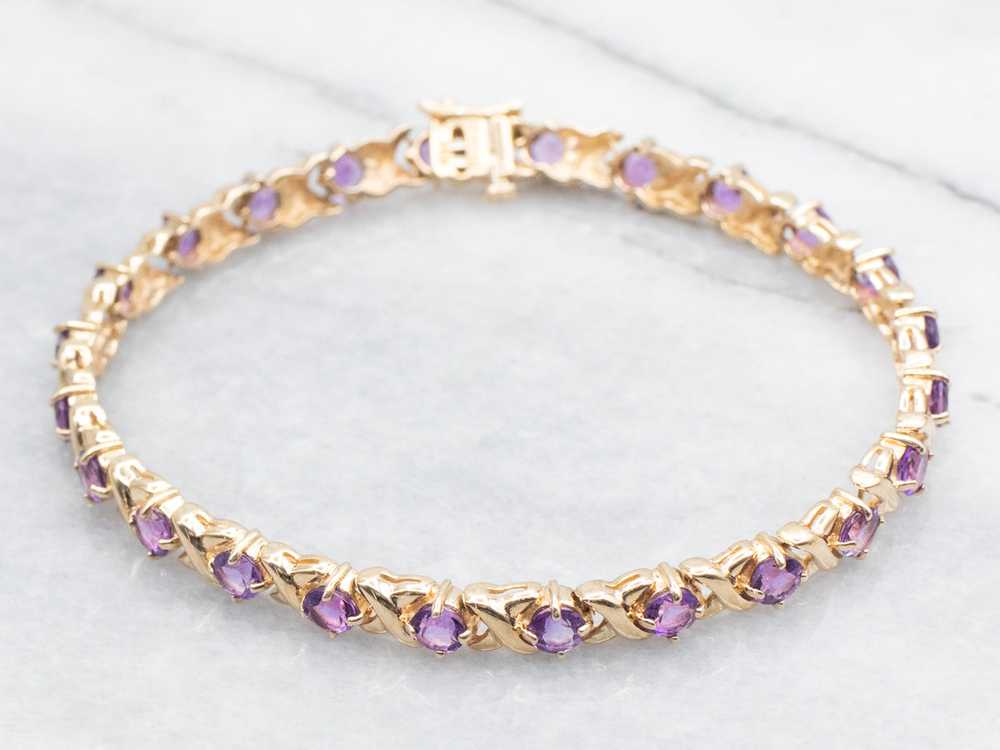 Amethyst X-Link Gemstone Tennis Bracelet - image 1