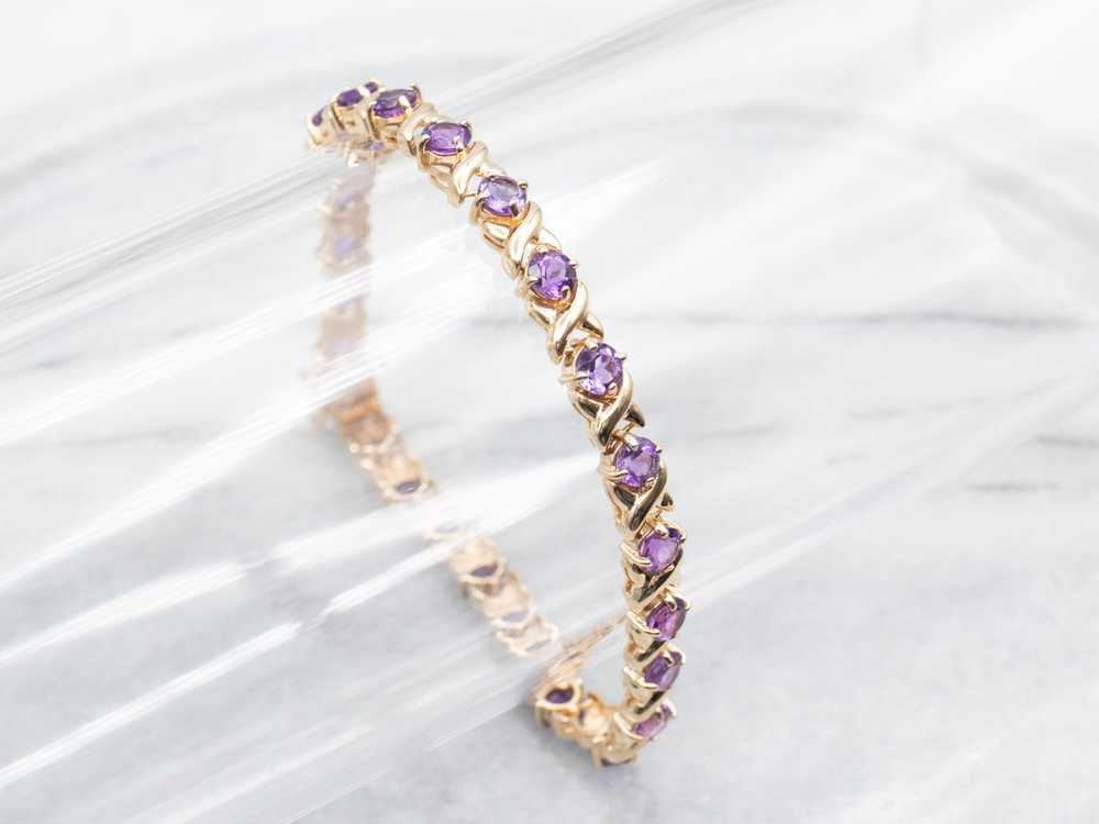 Amethyst X-Link Gemstone Tennis Bracelet - image 4