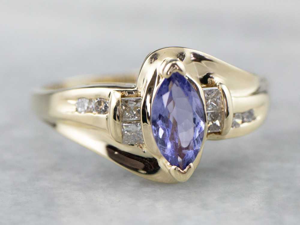 Marquise Tanzanite and Diamond Ring - image 2