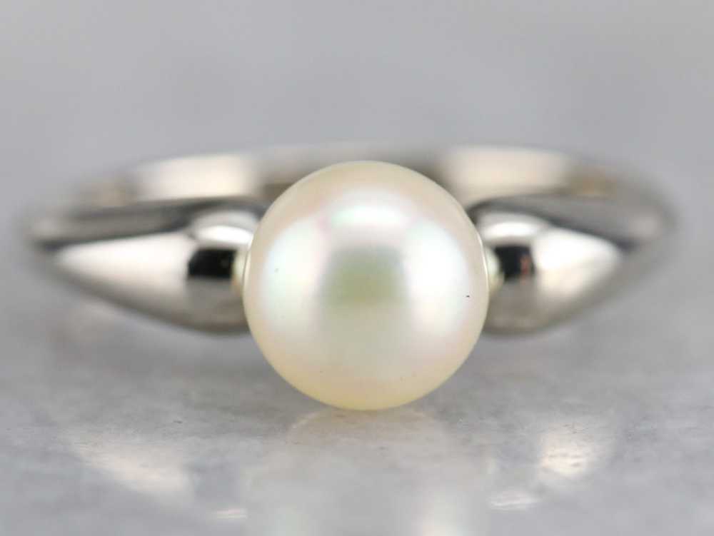 Vintage Pearl Solitaire Ring - image 1