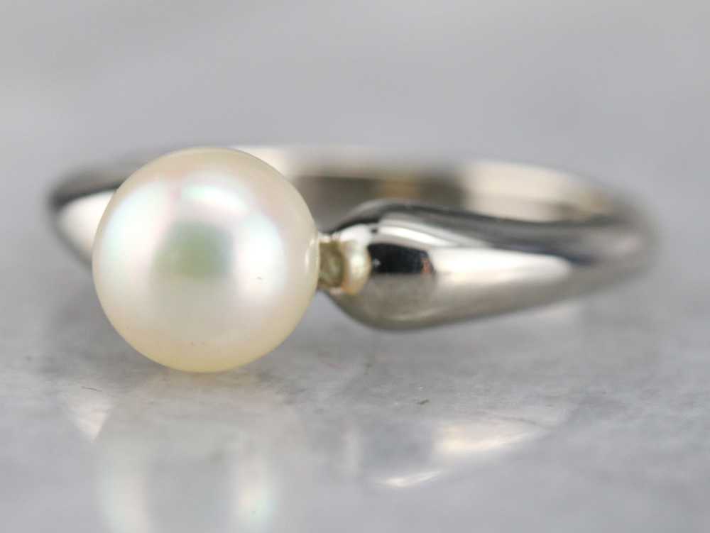 Vintage Pearl Solitaire Ring - image 2