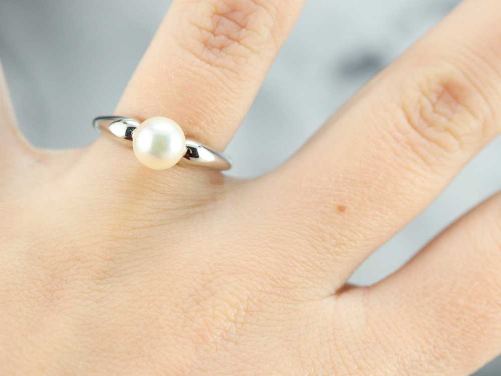 Vintage Pearl Solitaire Ring - image 4