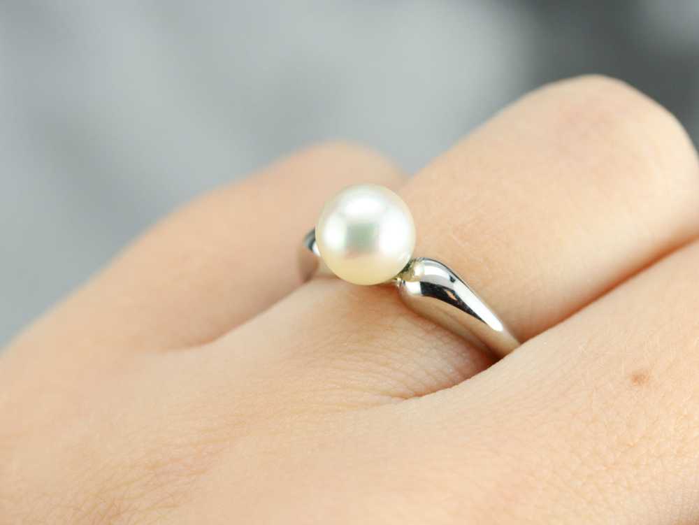 Vintage Pearl Solitaire Ring - image 5