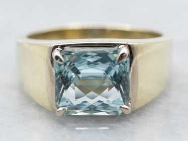 Aquamarine Gold Solitaire Ring - image 1