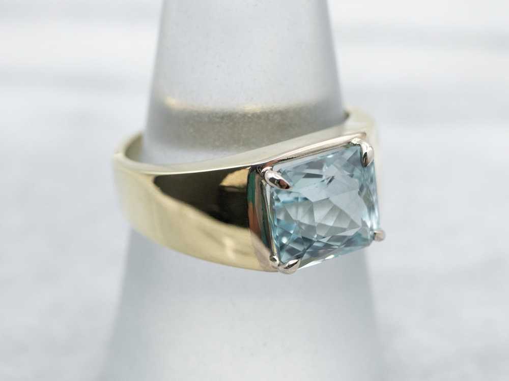 Aquamarine Gold Solitaire Ring - image 3