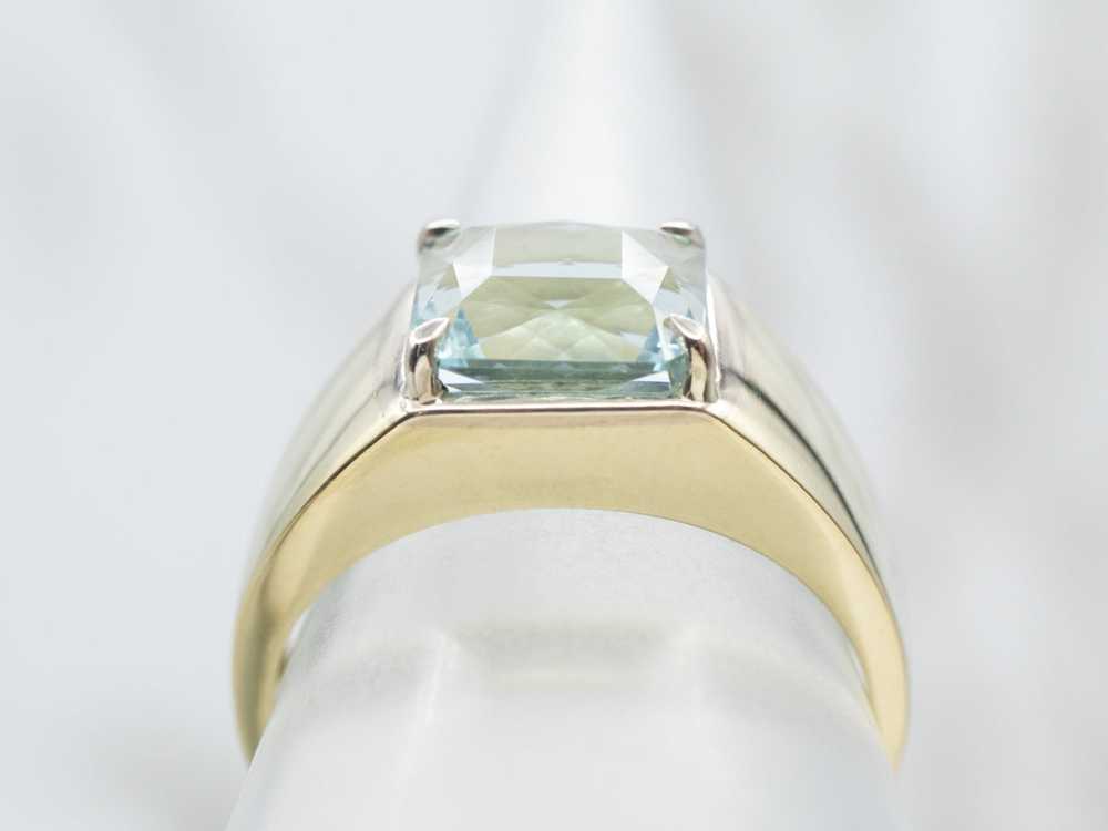 Aquamarine Gold Solitaire Ring - image 4