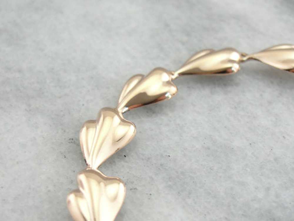 Vintage Rose Gold Bracelet with Polished Leaf The… - image 2