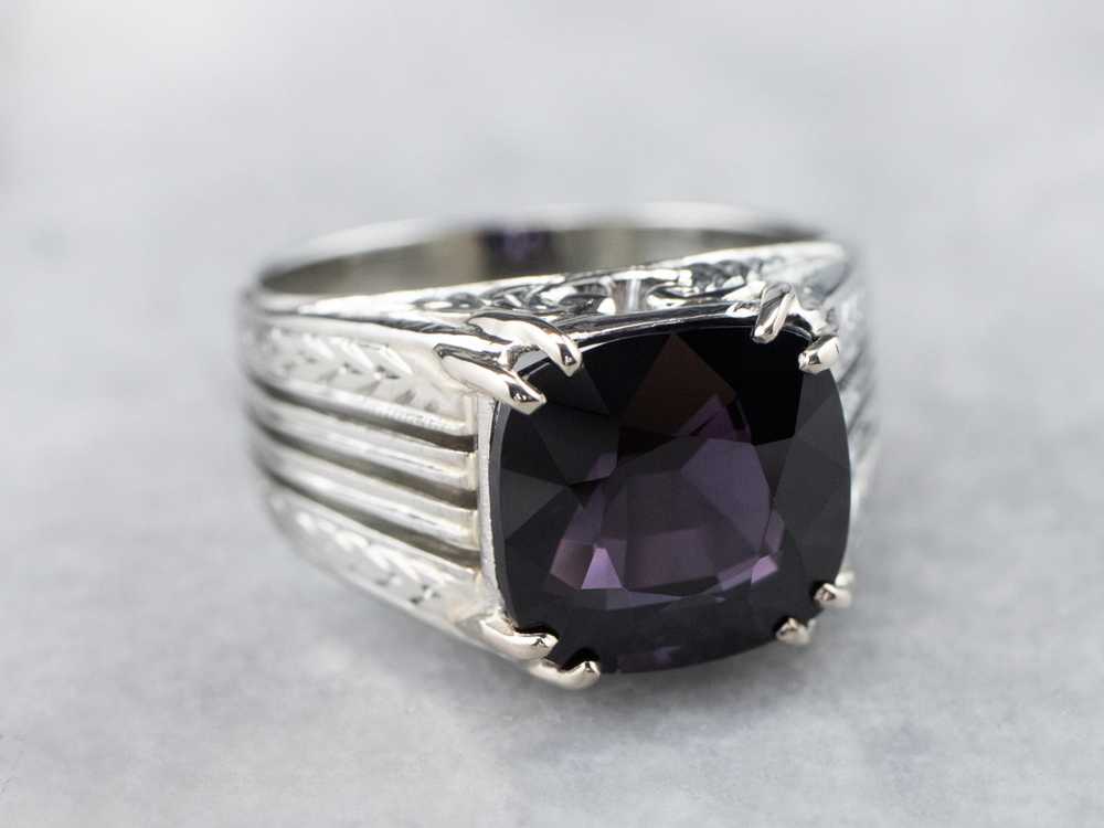 Vintage Purple Spinel White Gold Statement Ring - image 1