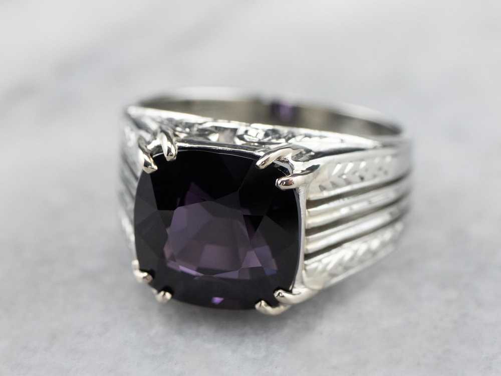 Vintage Purple Spinel White Gold Statement Ring - image 3