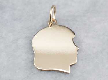 Girl Profile Gold Charm Pendant - image 1