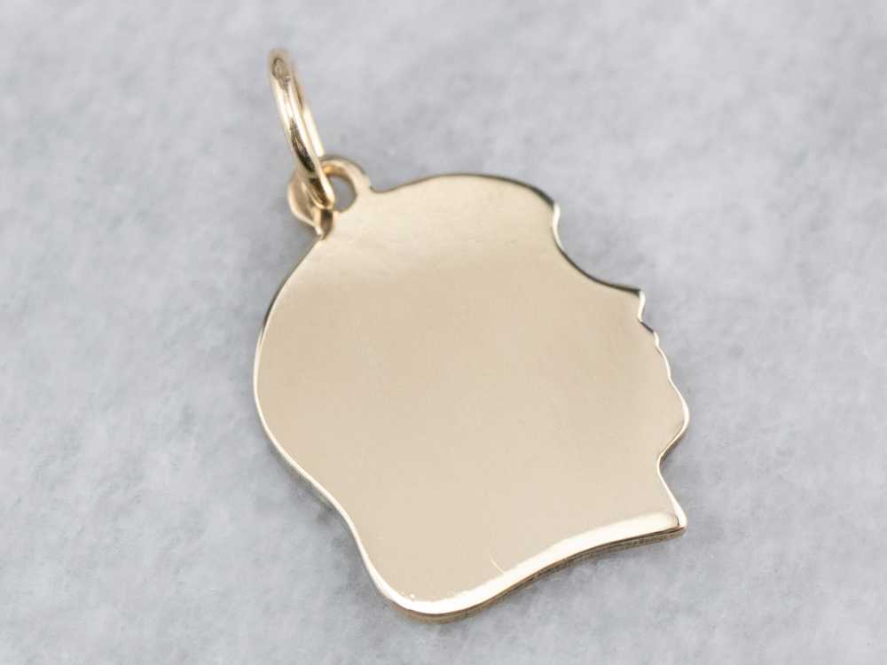 Girl Profile Gold Charm Pendant - image 3