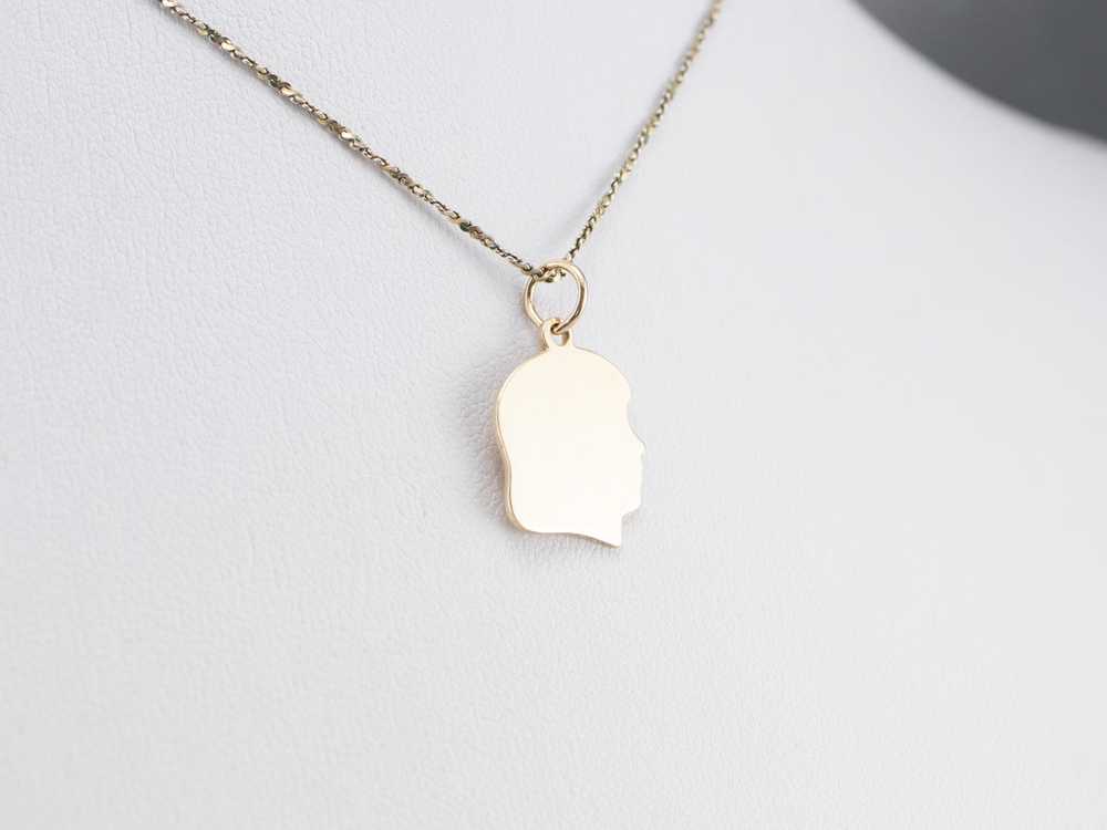 Girl Profile Gold Charm Pendant - image 7