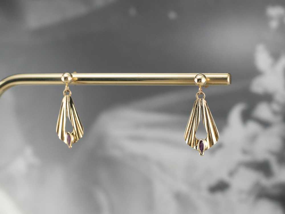 Ruby Gold Fan Drop Earrings - image 10