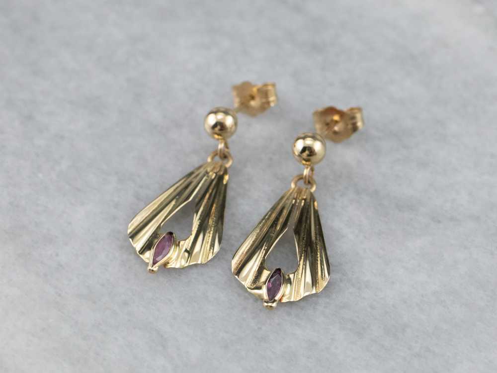 Ruby Gold Fan Drop Earrings - image 4