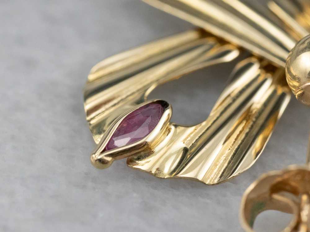 Ruby Gold Fan Drop Earrings - image 6