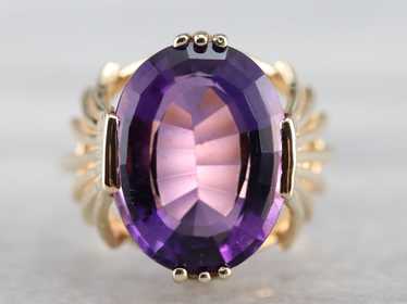 Amethyst with Fanned Shoulder Cocktail Ring - image 1