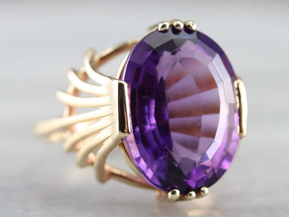 Amethyst with Fanned Shoulder Cocktail Ring - image 2