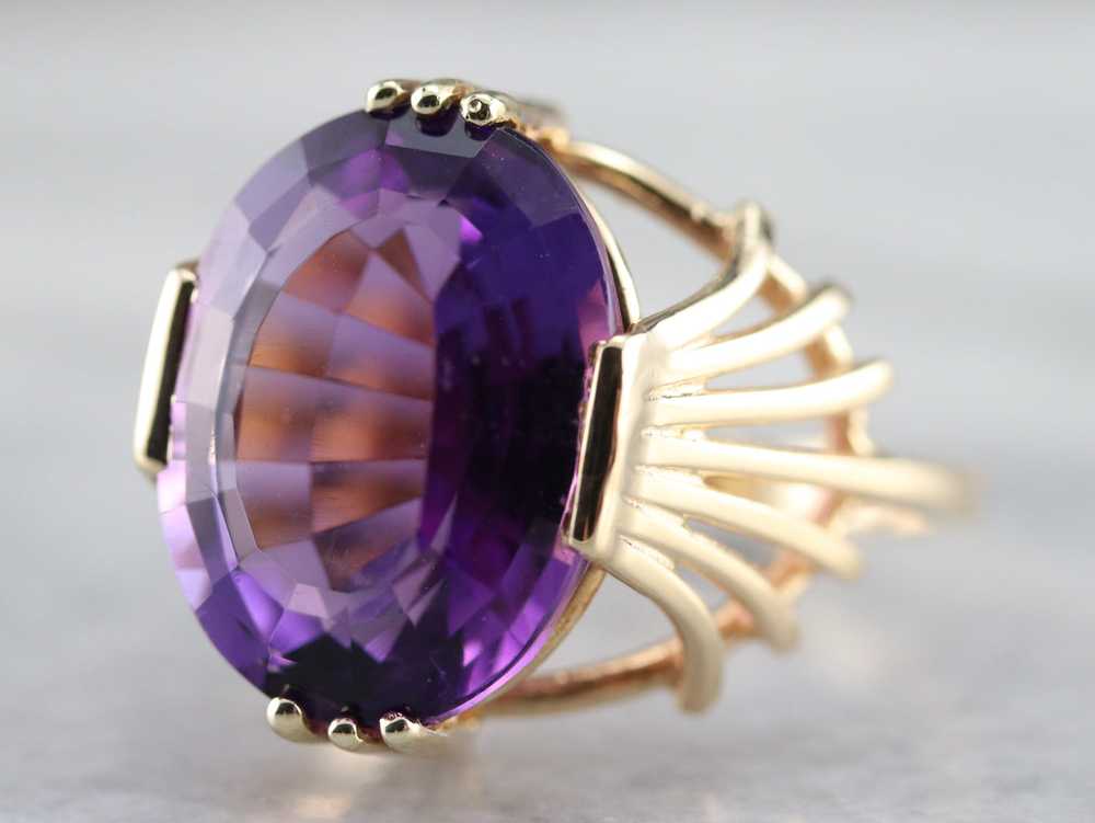 Amethyst with Fanned Shoulder Cocktail Ring - image 3