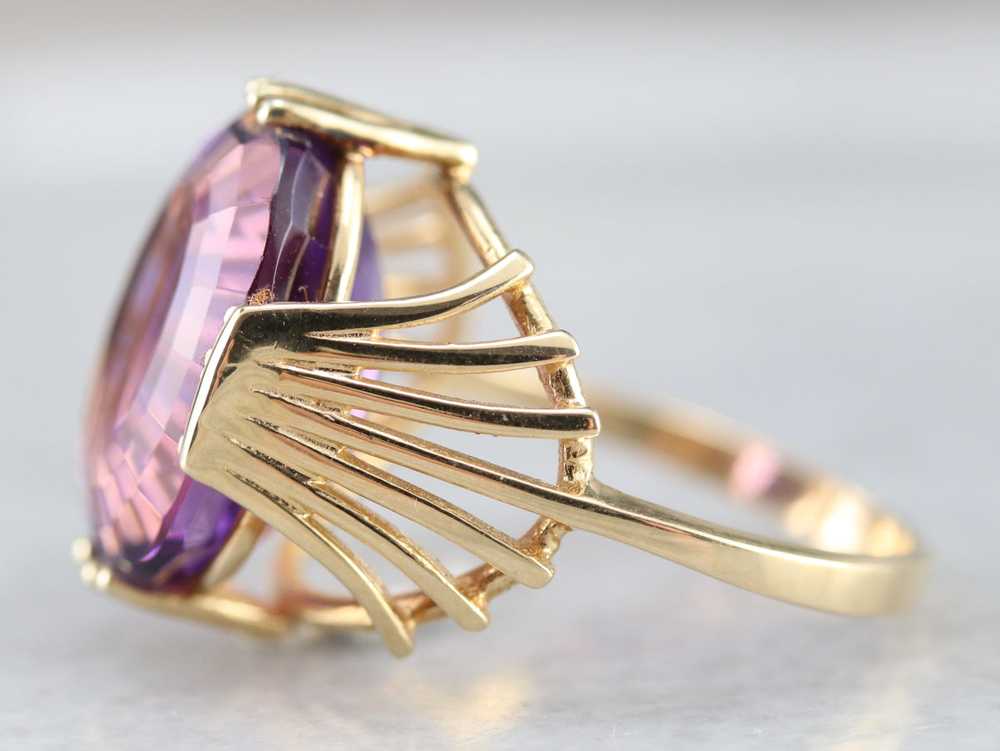 Amethyst with Fanned Shoulder Cocktail Ring - image 4