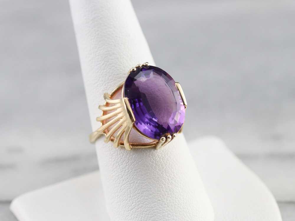 Amethyst with Fanned Shoulder Cocktail Ring - image 6