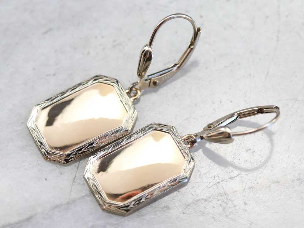 Mixed Gold Cufflink Drop Earrings - image 3