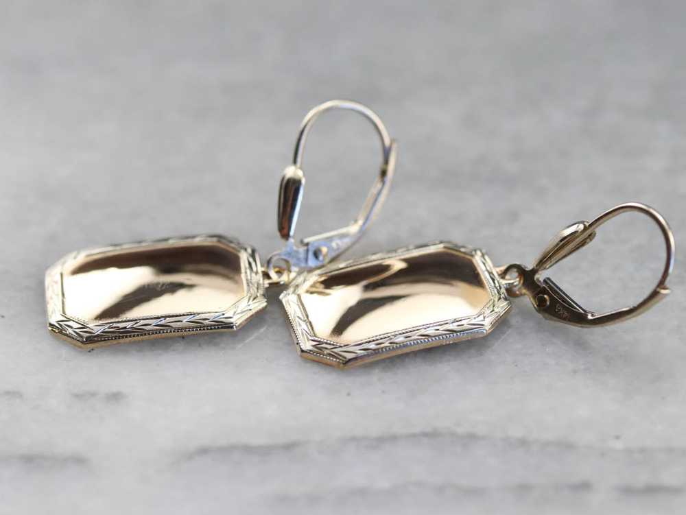 Mixed Gold Cufflink Drop Earrings - image 4