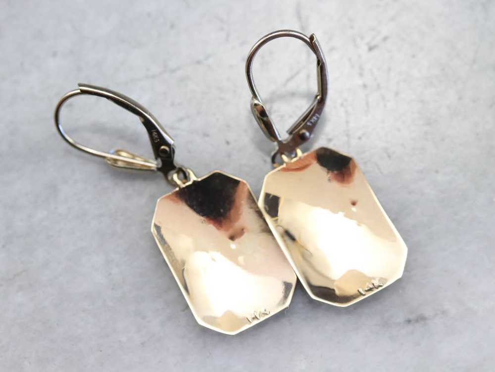 Mixed Gold Cufflink Drop Earrings - image 6