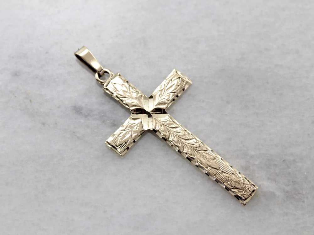 Vintage Engraved Cross, Unisex Style with Forget … - image 1