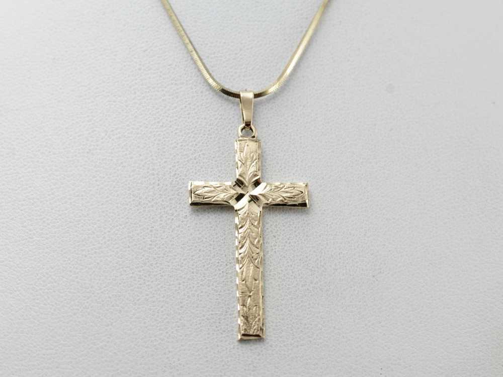 Vintage Engraved Cross, Unisex Style with Forget … - image 4