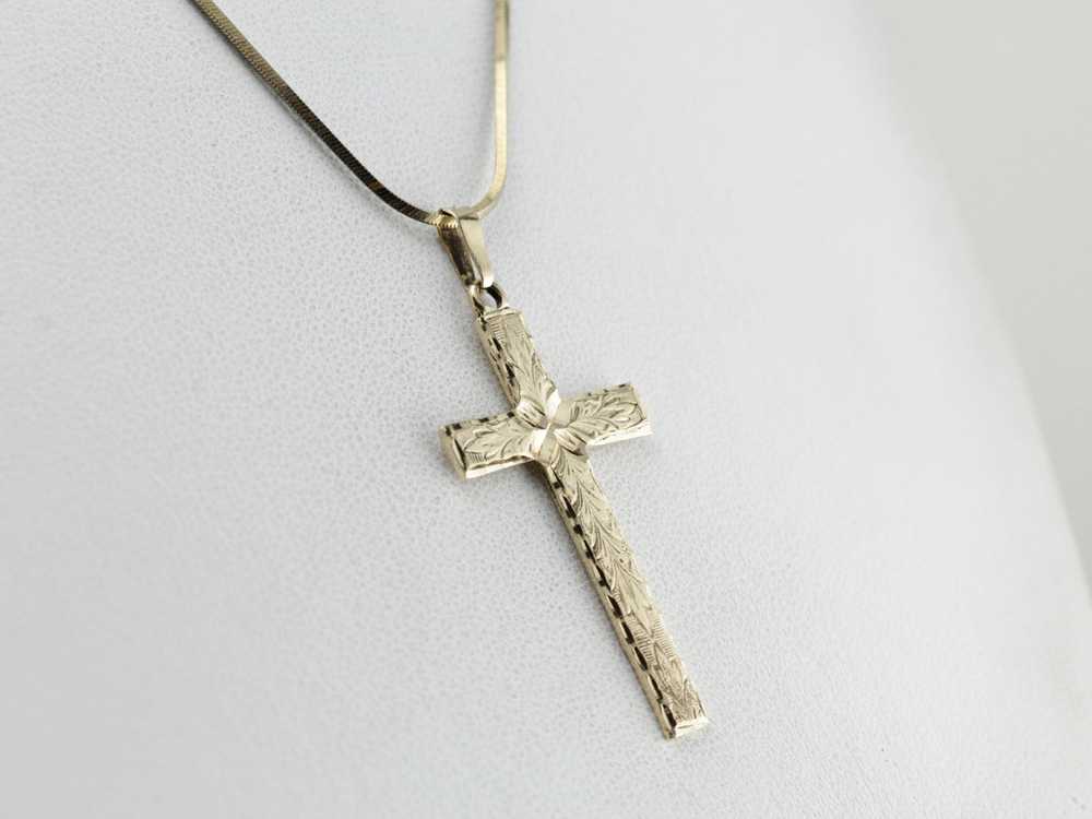 Vintage Engraved Cross, Unisex Style with Forget … - image 5