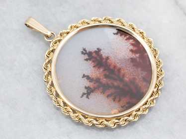 Twisting Gold Dendritic Agate Pendant - image 1