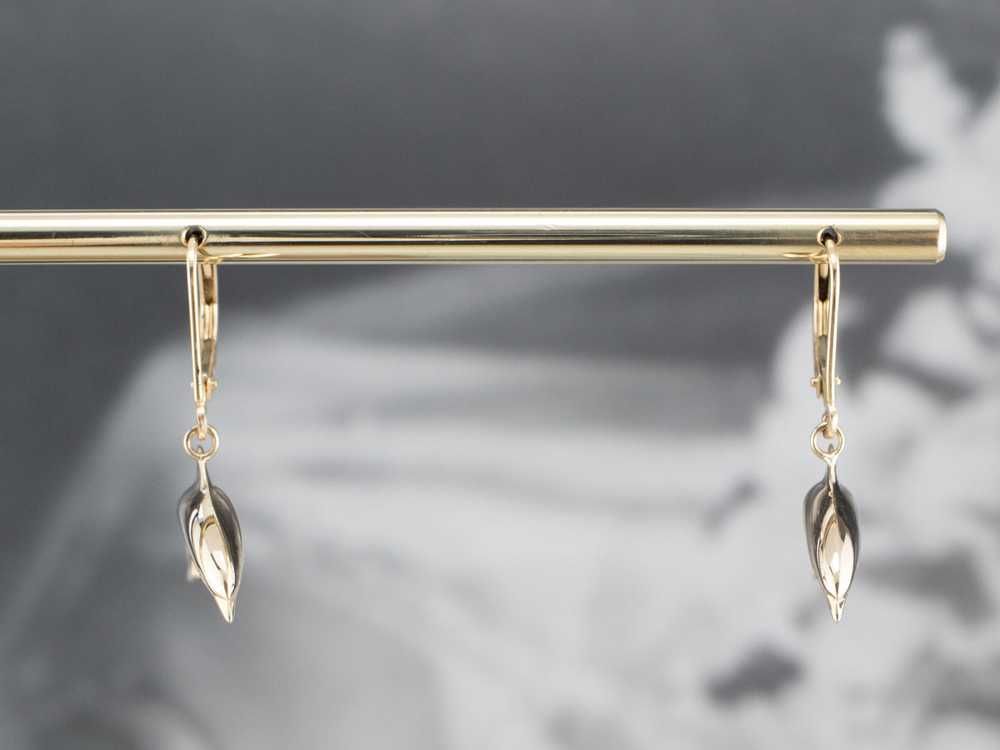 14K Gold Dolphin Drop Earrings - image 8