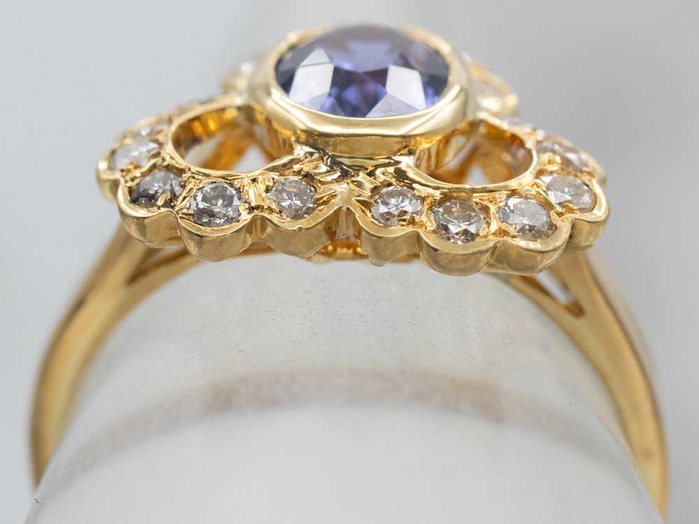 Ornate Sapphire Diamond Dinner Ring - image 4