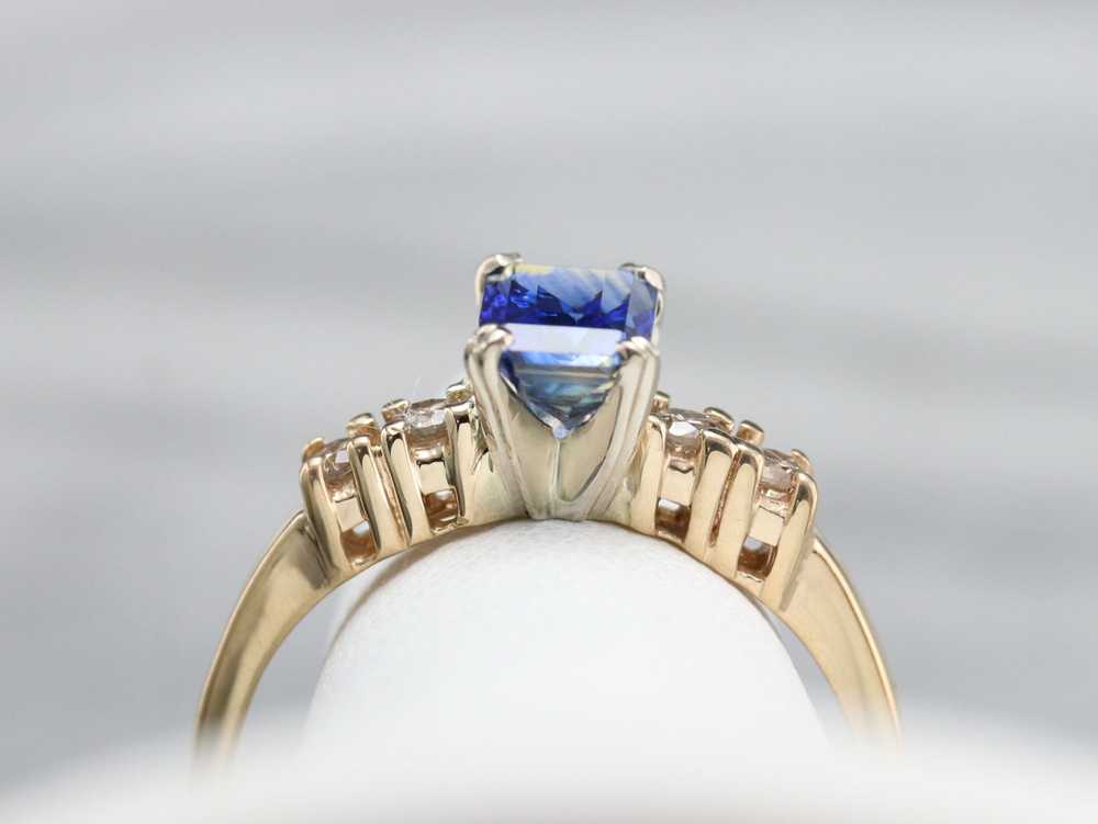 Emerald Cut Sapphire and Diamond Ring - image 8