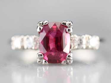 Amazing Platinum Ruby and Diamond Engagement Ring - image 1