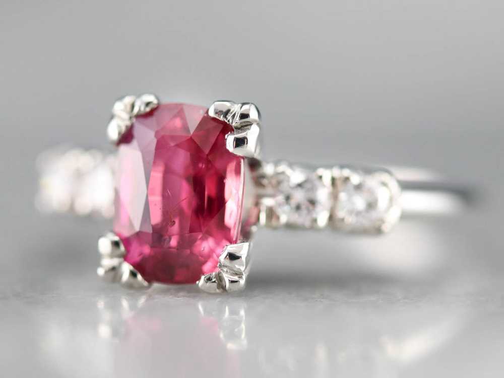 Amazing Platinum Ruby and Diamond Engagement Ring - image 2