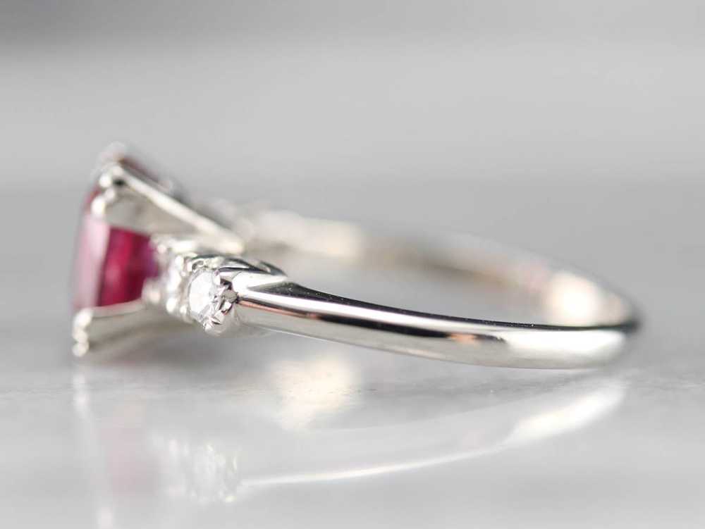 Amazing Platinum Ruby and Diamond Engagement Ring - image 3