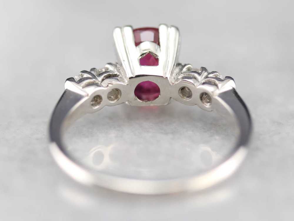 Amazing Platinum Ruby and Diamond Engagement Ring - image 4