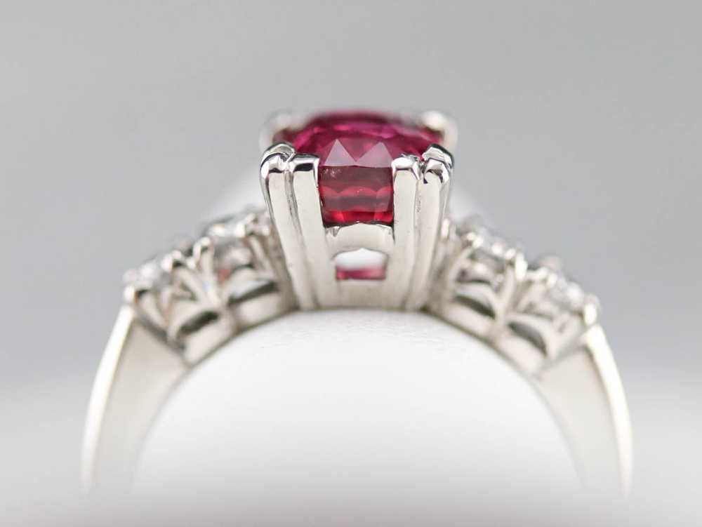 Amazing Platinum Ruby and Diamond Engagement Ring - image 7