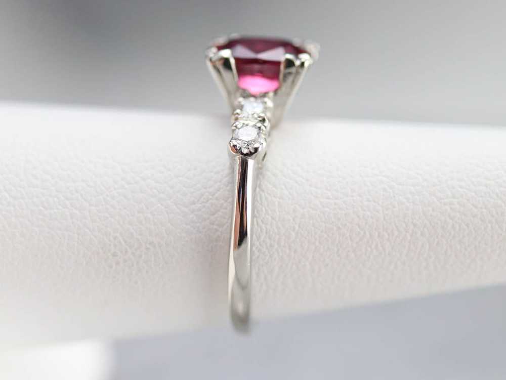 Amazing Platinum Ruby and Diamond Engagement Ring - image 8