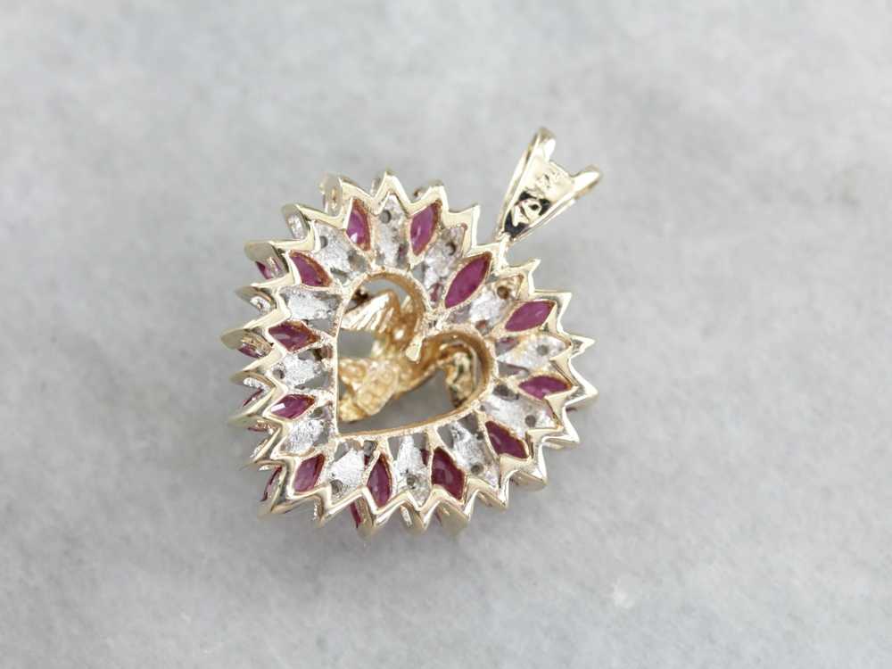 Be Mine Cupid, Diamond and Ruby Heart Pendant - image 3