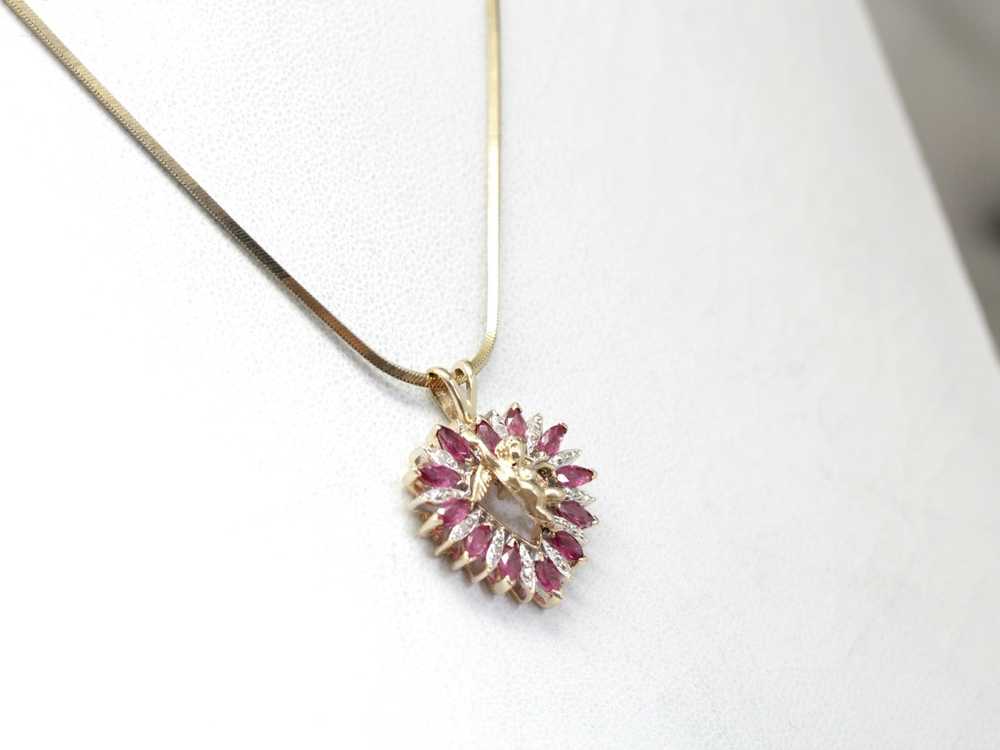 Be Mine Cupid, Diamond and Ruby Heart Pendant - image 5