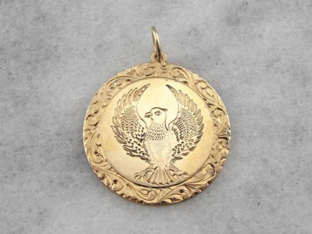 German Eagle Hand Engraved Medallion Pendant - image 1