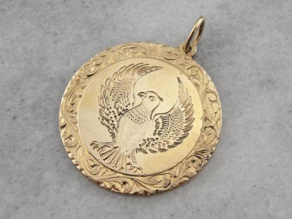 German Eagle Hand Engraved Medallion Pendant - image 4